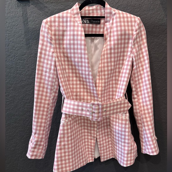Zara Pink Gingham Blazer - Picture 3 of 5